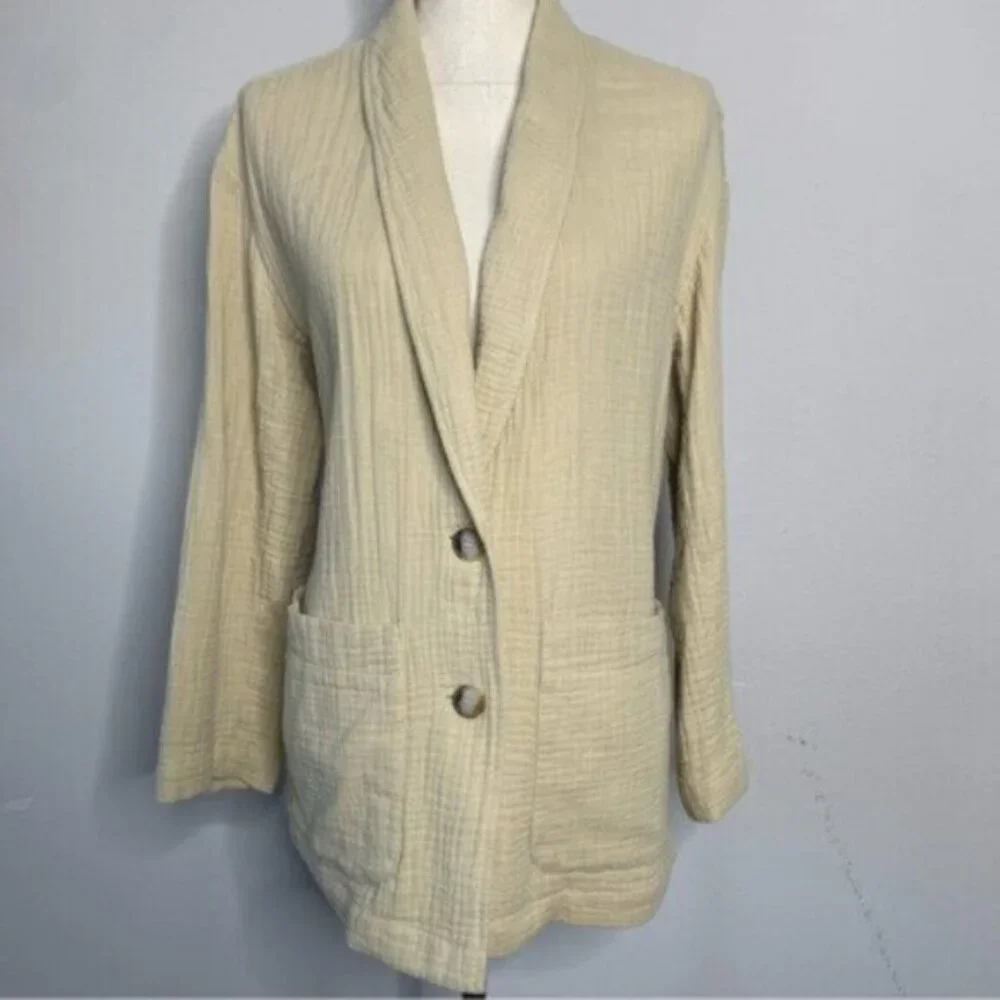 Madewell Tan Oversized Lightspun Dorset Single Breasted Blazer